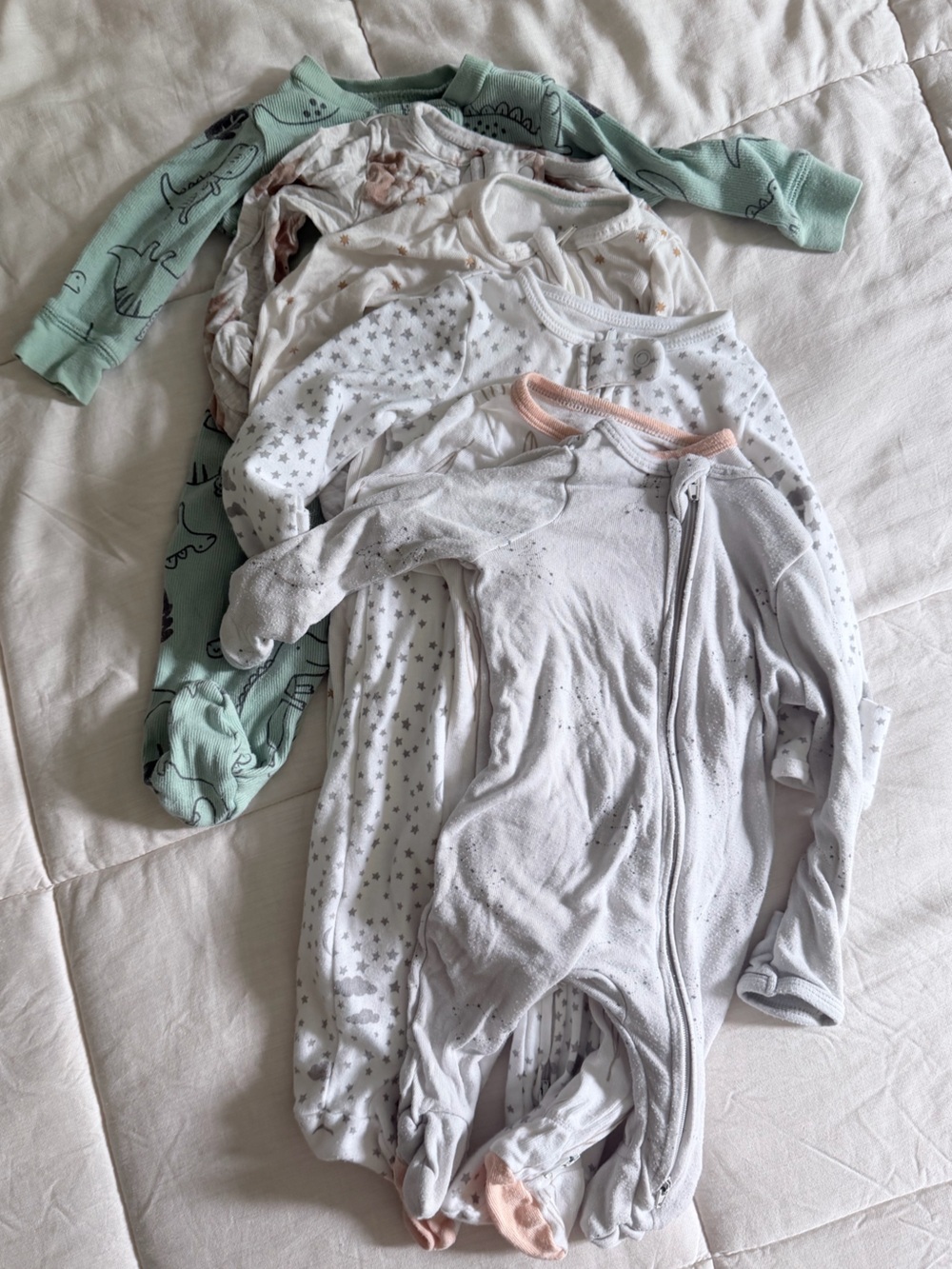 10 pack Baby footed pajamas, cloud Island and Carter’s Brands
